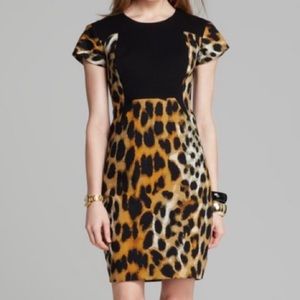 Rachel Roy Ponte Mix Animal Leopard Cocktail Dress
